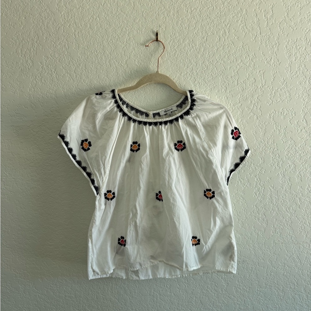 Madewell Embroidered White Floral Women's Top